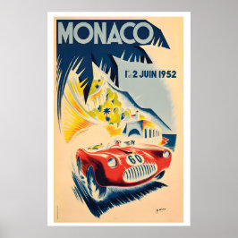 1952 Monaco Grand Prix Vintage Racing Poster