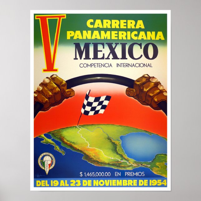1954 Poster de corridas de vintage da Carrera Pana (Frente)