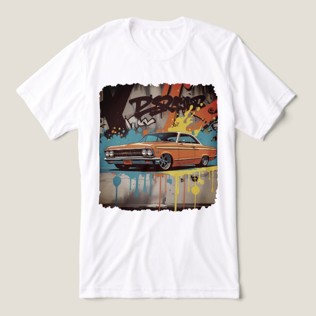 1960s Lowrider in Graffiti Fire Wall Art Style (Design frontal)