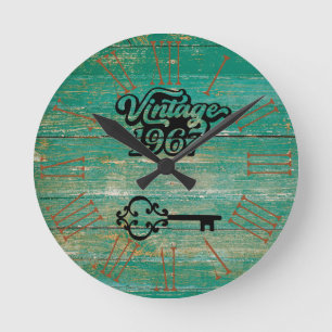 1967 Relógio Redondo de madeira antiga em vinheta