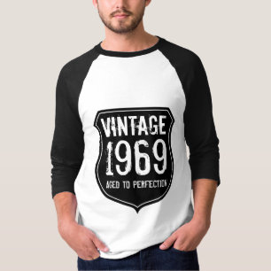 1969 envelhecido à perfeição Camisa vintage cinz