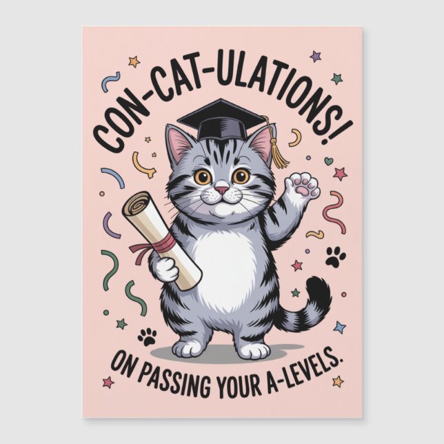 1970s-inspired “Con-cat-ulations” A-Level success  (Frente)