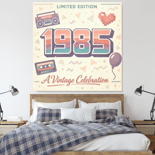 1985 Vintage Birthday Canvas Print – Retro Limited (Insitu(Quarto))