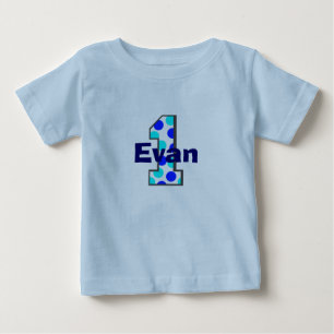 1 Camisa de aniversário de Bolinhas azuis