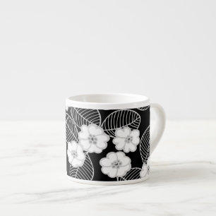 1 Caneca de Espresso Damask Floral Cinza Preto Bra