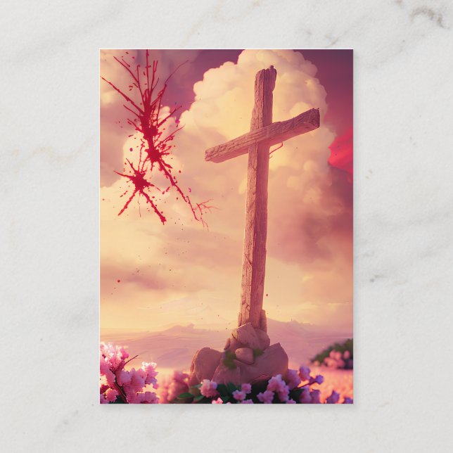 1 Cartões KJV Corinthians 1:18-19 - Cruz sangrenta (Verso)