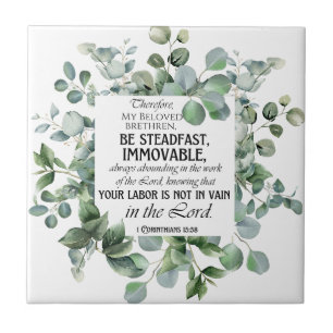 1 Corinthians 15:58 Inspirational Verse Eucalyptus