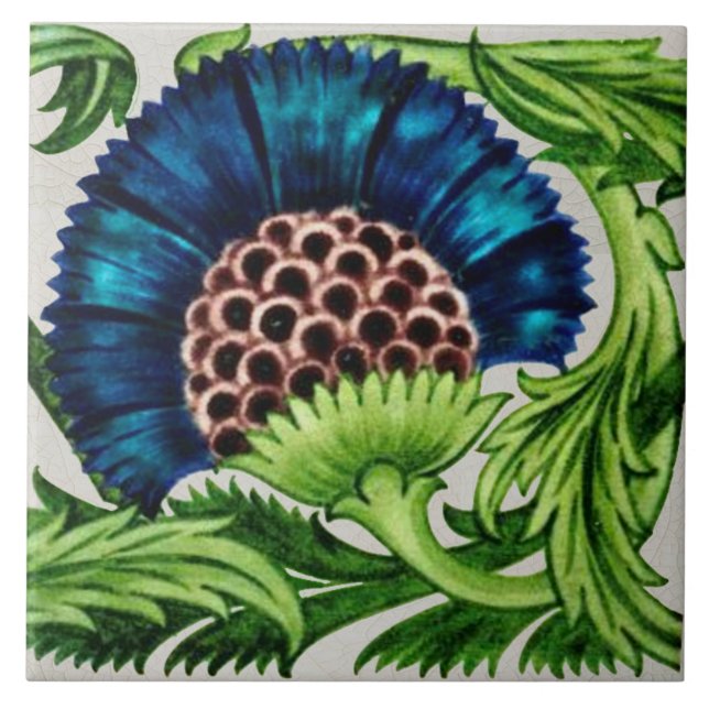 1 de Par de Repro Antique De Morgan Blue Floral (Frente)