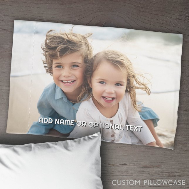 1 Foto e Texto do Cheio - Paisagem Horizontal (Custom Pillowcase with Photo Collage)