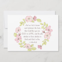 1 John 4:16 Deus é Love Floral Wreath Flat Card