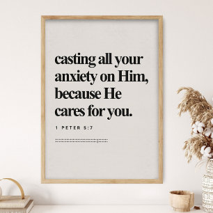 1 Pedro 5:7, Versículo Bíblico, Impressão DIGITAL,