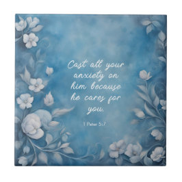 1 Peter 5:7 “Cast All Your Anxiety” Blue Floral