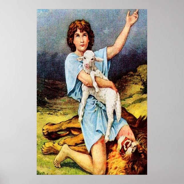 1 Samuel 17 David Matar a Lion poster (Frente)