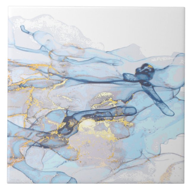 (1)Textura azul-oceânica líquida e dourada-mármore (Frente)