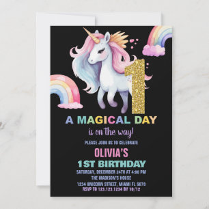 1rua Arco-Íris Unicórnio Convites de Aniversário G