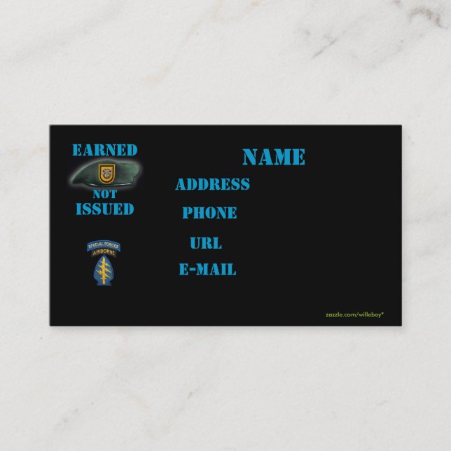 1rua de forças especiais vets iraq cartão de visit (Frente)