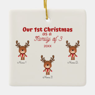 1rua de Natal como Família de 3 Ornamento