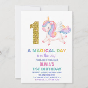 1rua Rainbow Unicorn - Convites de Aniversário