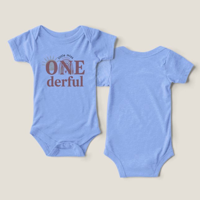 1st Birthday "ONE-derful" Tri-Blend Baby Bodysuit (Design Frente e Verso)
