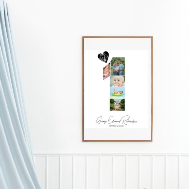1st Birthday Photo Collage Poster Keepsake (Criador carregado)
