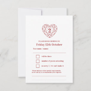 2º aniversário resposta RSVP do coração de granada