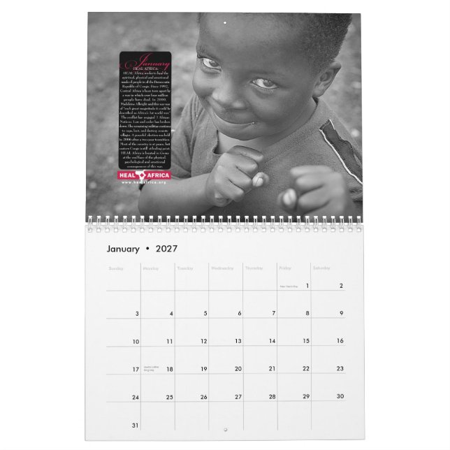 2009 CURE o calendário de África (Jan 2027)