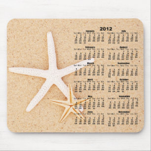 2012 calendário - estrela do mar Mousepad