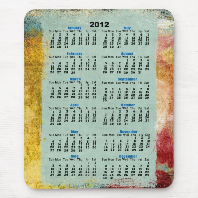 2012 mousepads do calendário (Frente)