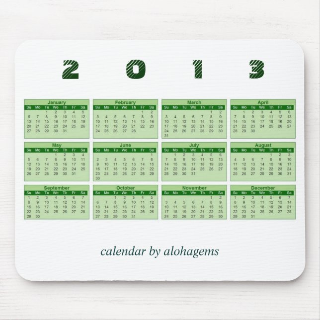2013 calendário Mousepad (Frente)