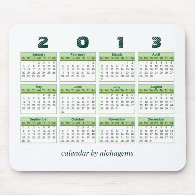 2013 calendário Mousepad (Frente)