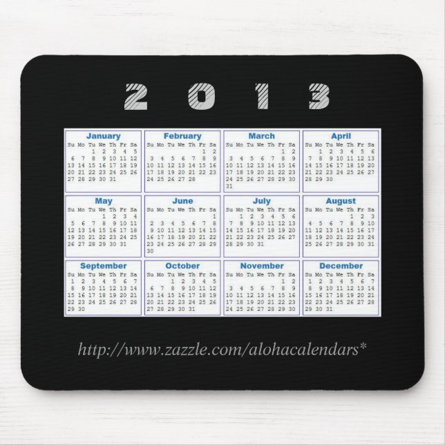 2013 calendário Mousepad (Frente)