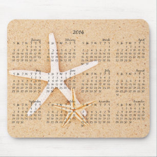 2014 calendário - estrela do mar Mousepad