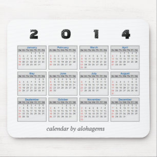 2014 calendário Mousepad