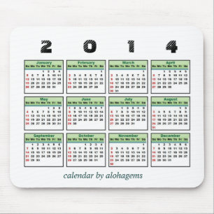 2014 calendário Mousepad