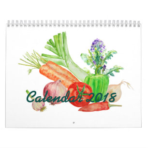 2018 dois vegetais da aguarela do calendário da