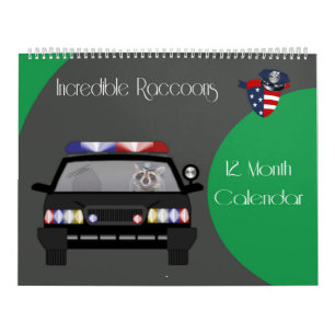 2020 Calendário do Raccoon de 12 meses