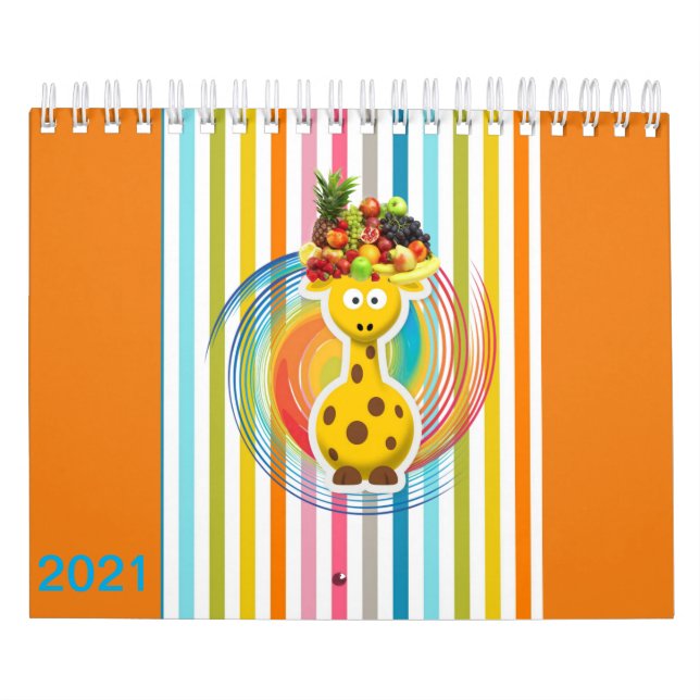 2021 Crianças Calendário Girafa Porcos, Vacas, Cav (Capa)