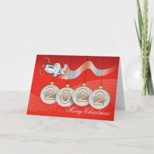 2021, P-51 mustang, cartão de Natal, texto editáve