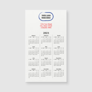 2021 Seu calendário magnético de marcas de logotip