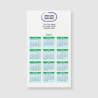 2021 Seu Calendário Verde Com Marca De Logotipo