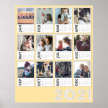 2021 Year Calendar Modern Photo Collage Poster