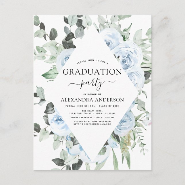 2022 Formatação Azul Dusty Greenery Convite Floral (Frente)