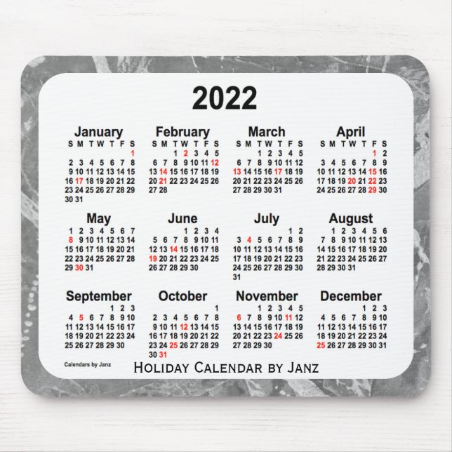 2022 Silver Holiday Art Calendar by Janz Mouse Pad (Frente)