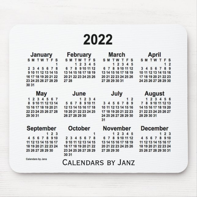 2022 White Calendar by Janz Mouse Pad (Frente)