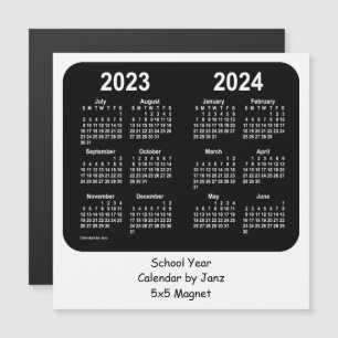 2023-2024 calendário preto e branco da escola por