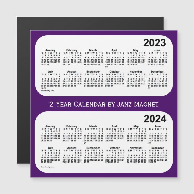 2023-2024 Calendário roxo de 2 anos por Janz Magne (Frente/Verso)