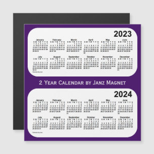2023-2024 roxo calendário de 2 anos pelo ímã de