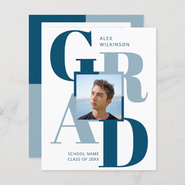 2023 BUDGET Modern Blue Script 2 Convite Fotográfi (Frente/Verso)