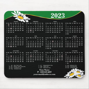 2023 Daisy on black and white Mouse Pad
