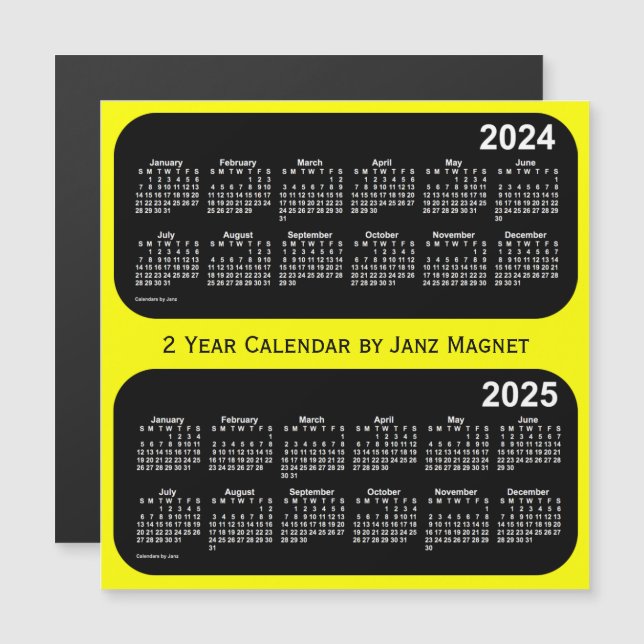 2024-2025 Calendário Amarelo de 2 Anos de Neon por (Frente/Verso)